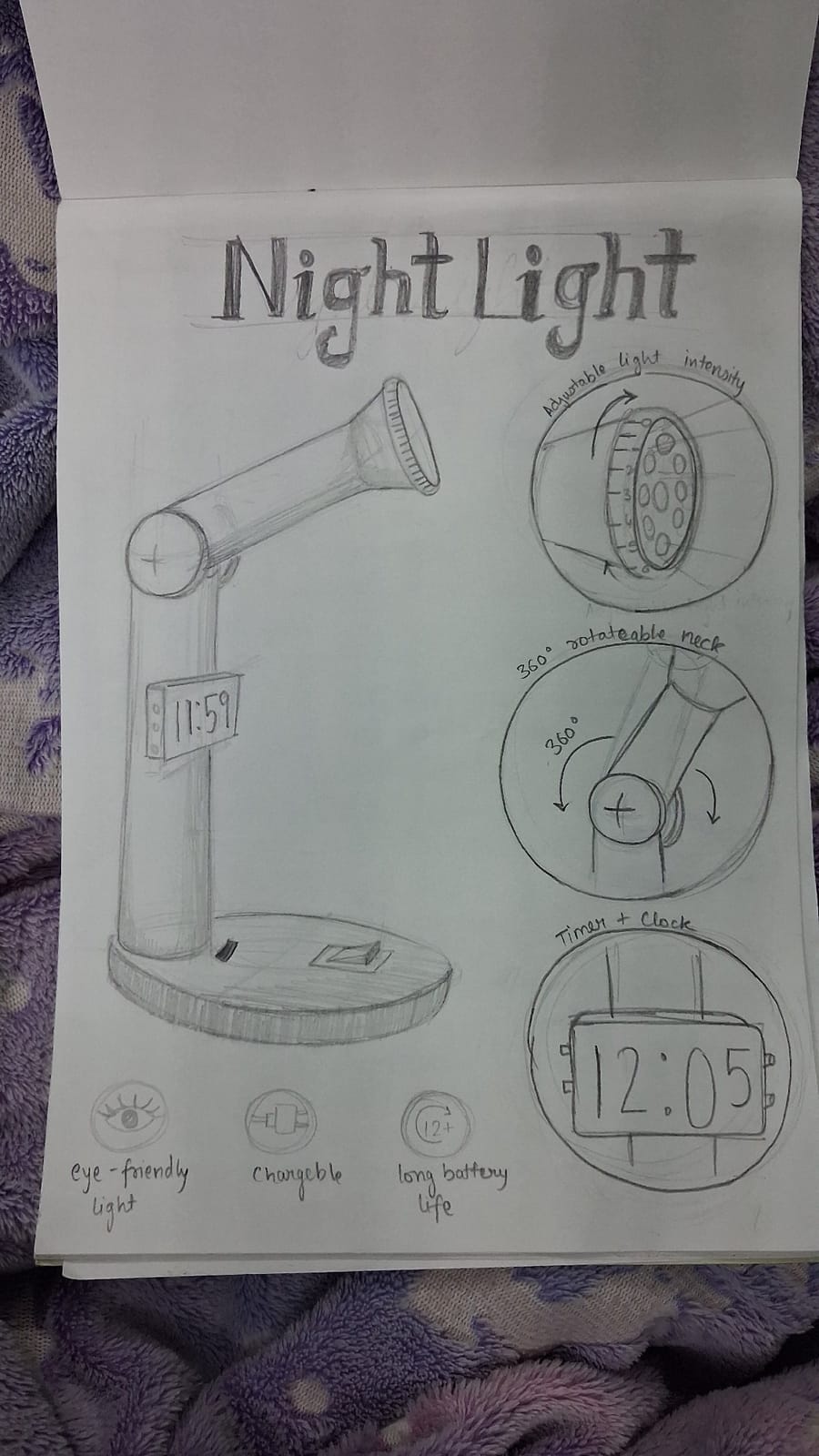 Design a Desk Lamp for Night Readers — sketch by a DShala UCEED student