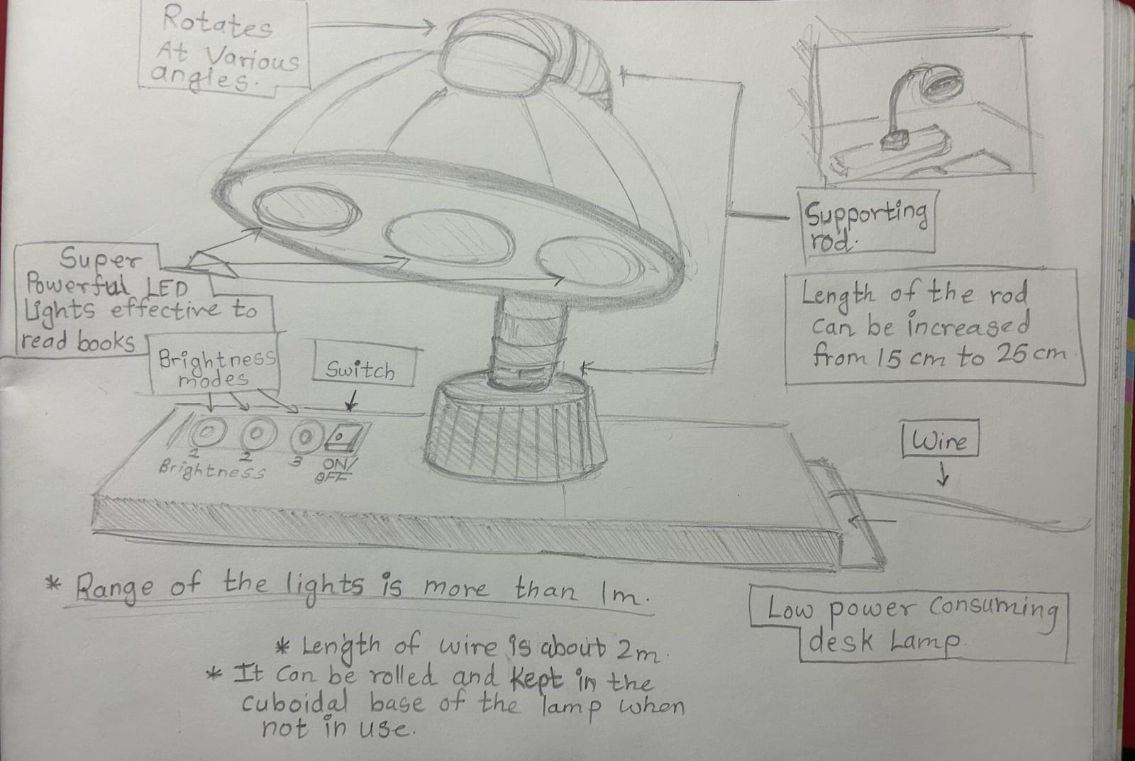 Design a Desk Lamp for Night Readers — sketch by a DShala UCEED student