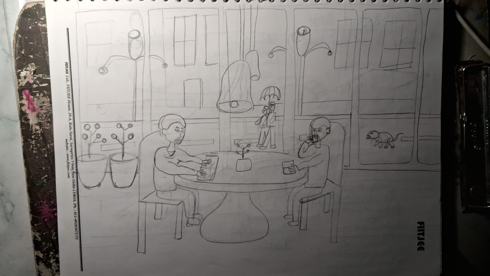 A Rainy Evening at a Cafe — sketch by a DShala UCEED student