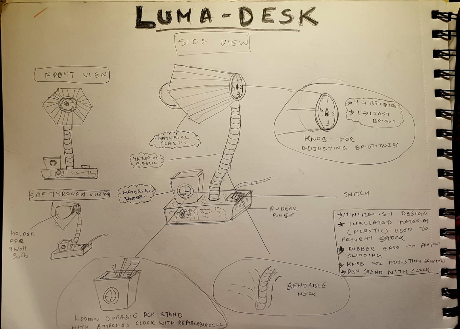Design a Desk Lamp for Night Readers — sketch by a DShala UCEED student