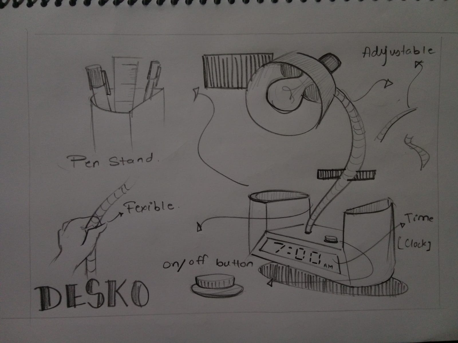 Design a Desk Lamp for Night Readers — sketch by a DShala UCEED student