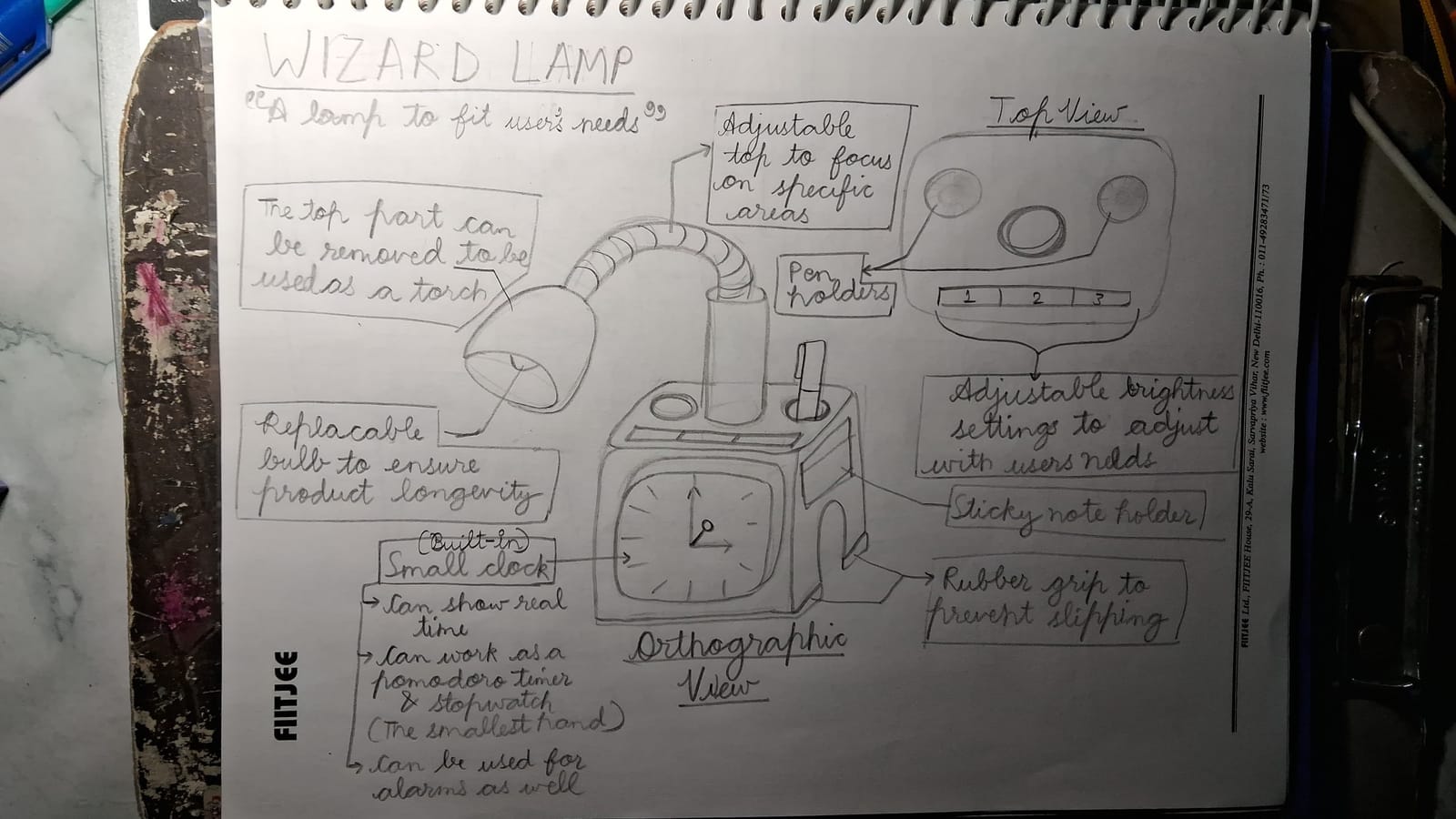 Design a Desk Lamp for Night Readers — sketch by a DShala UCEED student