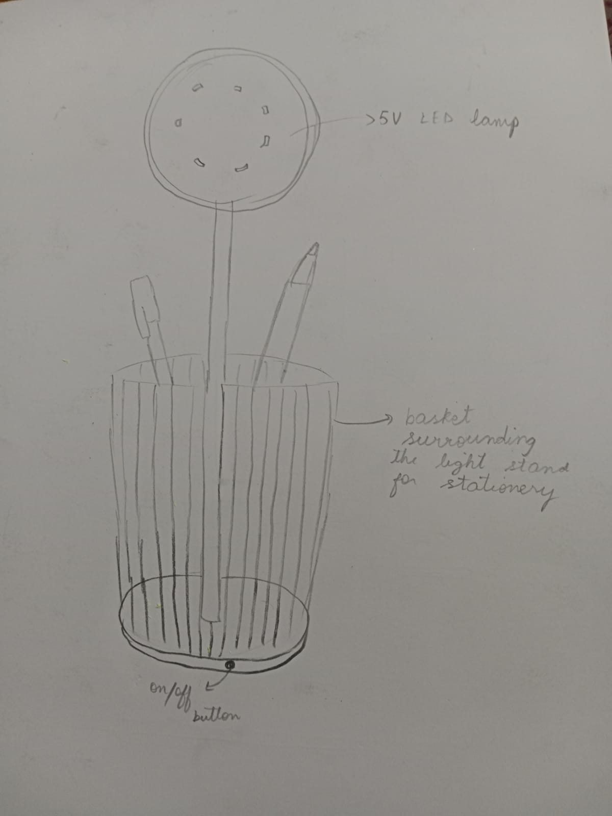 Design a Desk Lamp for Night Readers — sketch by a DShala UCEED student