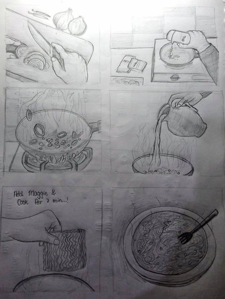 Make Maggi — sketch by a DShala student