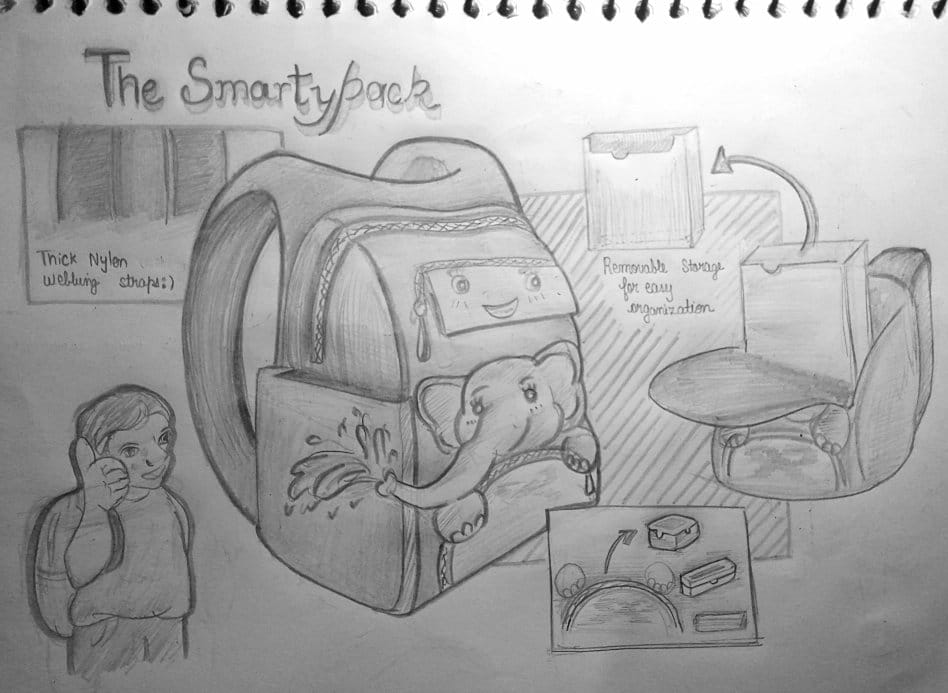 Design a School Bag for Young Children — sketch by a DShala CEED student