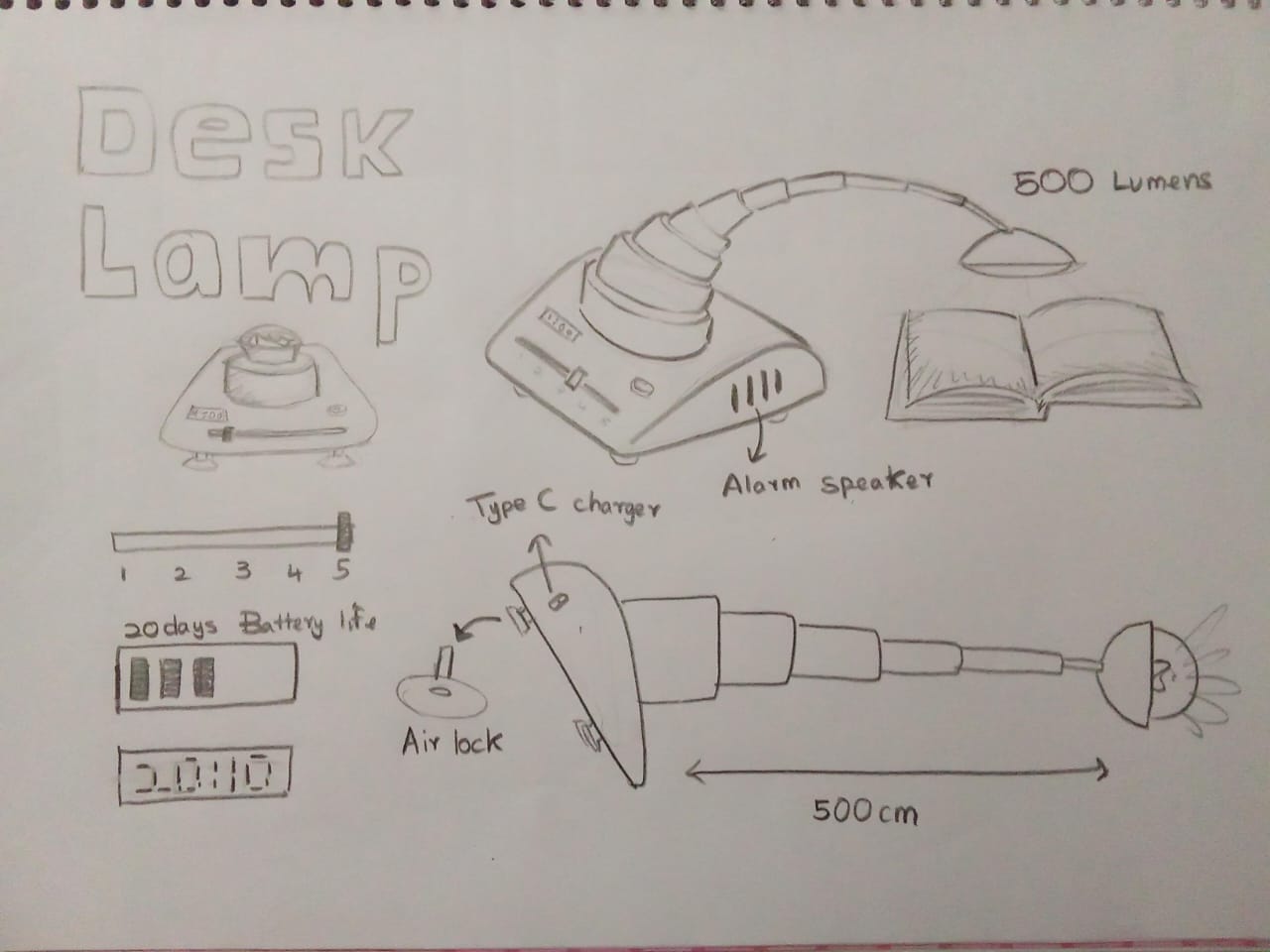 Design a Desk Lamp for Night Readers — sketch by a DShala UCEED student