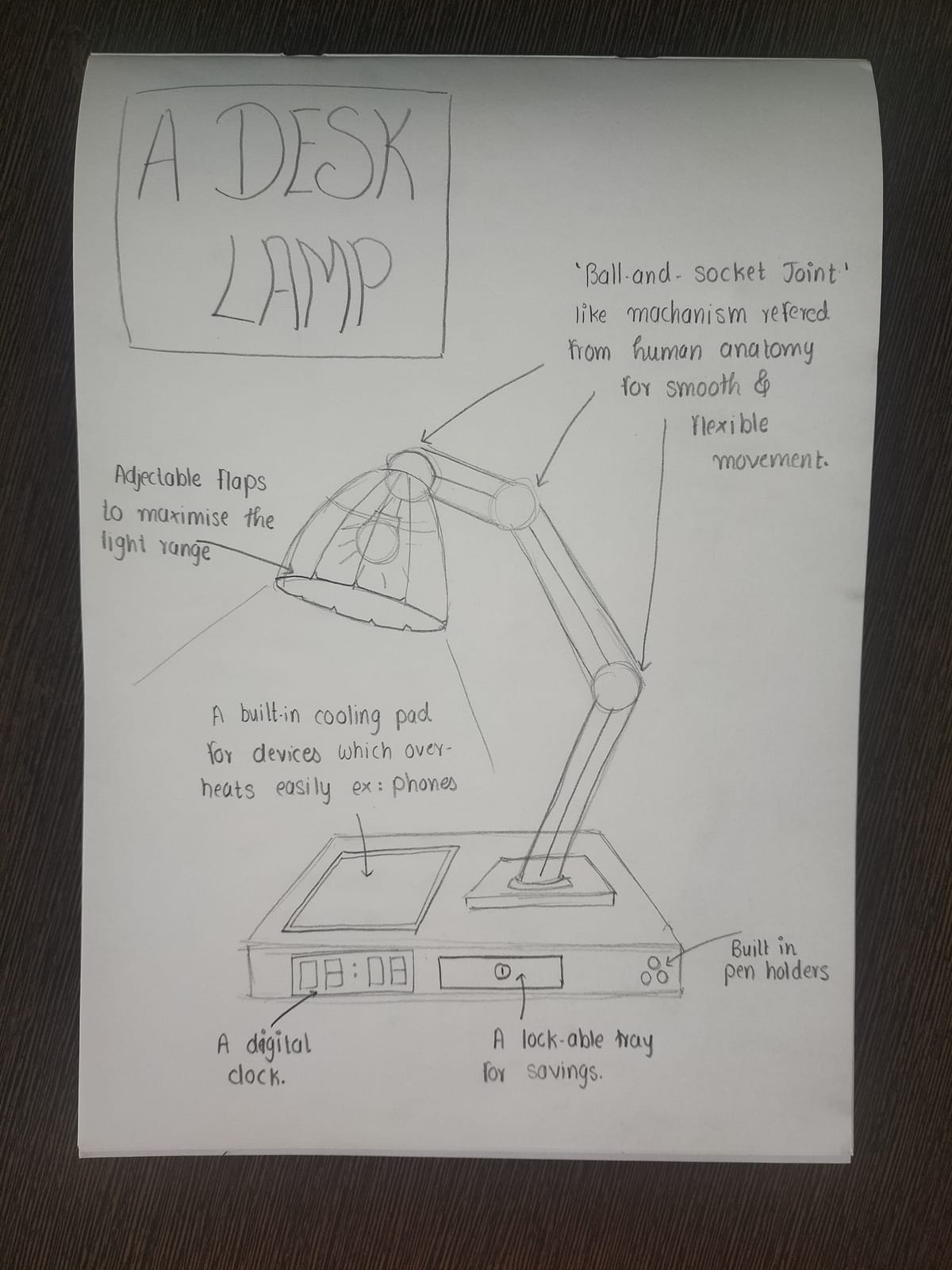 Design a Desk Lamp for Night Readers — sketch by a DShala UCEED student