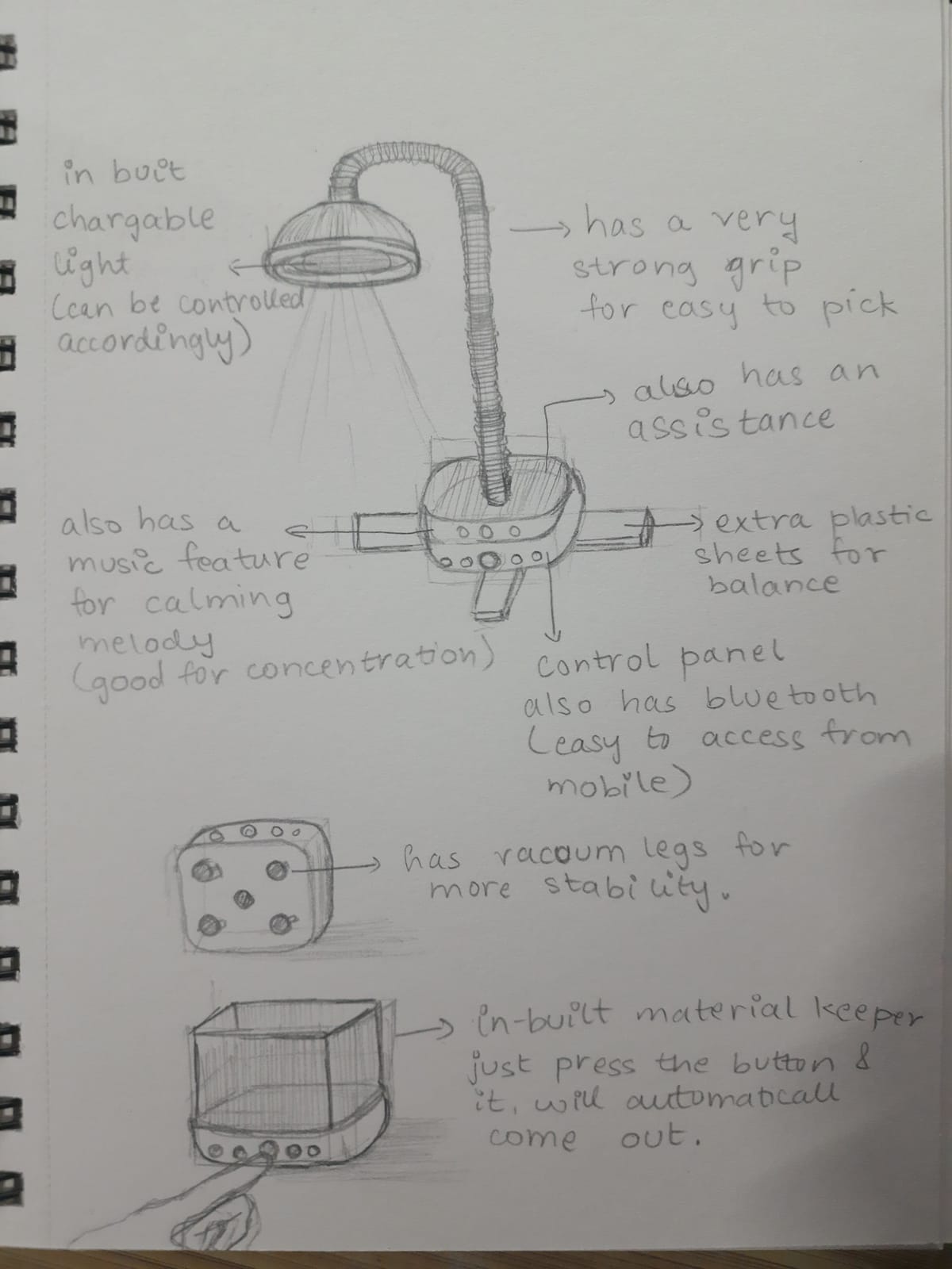 Design a Desk Lamp for Night Readers — sketch by a DShala UCEED student